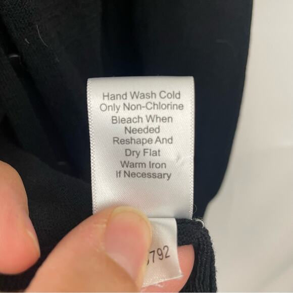 🍒 Garnet Hill 100% Cotton Button Front Knit Cardigan Sweater Black‎ Pockets Med - Picture 9 of 9